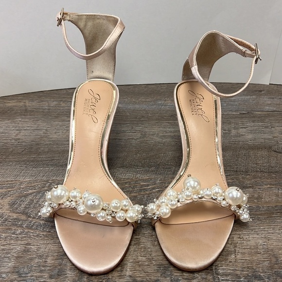 Jewel Badgley Mischka LASSIE Open Toe Stiletto Heels Size 7 - Picture 3 of 12